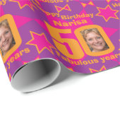 50. Geburtstag Foto Spaß lila rosa Geschenk Geschenkpapier (Rolleneckpunkt)