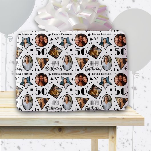 50. Geburtstag Foto Wrapping Paper Geschenkpapier