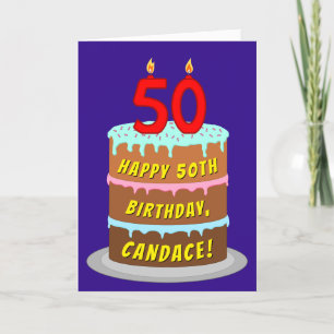 50. Geburtstag: Fun Cake and Candles + Individuell Karte