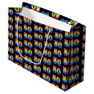 50. Geburtstag: Fun Rainbow Event Nummer 50 Muster Große Geschenktüte