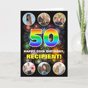 50. Geburtstag: Fun Rainbow #, Individuelle Name & Karte