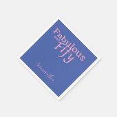 50. Geburtstag Fünfzig Fabulous Pink Blau Serviette (Ecke)