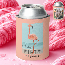 50. Geburtstag Fünfzig Fabulous Pink Flamingo Foto Dosenkühler