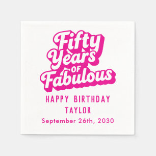 50. Geburtstag Fünfzig Jahre Fabelhaft Retro Rosa Serviette