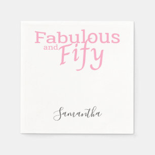 50. Geburtstag Fünfzig und Fantastisch Rosa Party Serviette