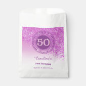50. Geburtstag | Funkelnder rosa Goldglitter Geschenktütchen (Vorderseite)