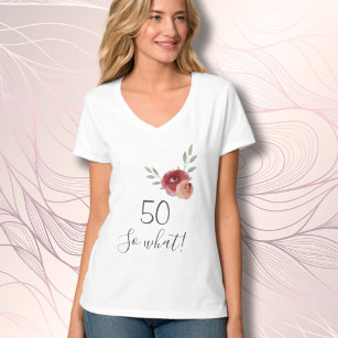 50. Geburtstag Funny Script Watercolor Floral T-Shirt