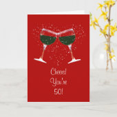 50. Geburtstag Funny Wine Cheers Karte (Gelbe Blume)