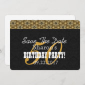 50. GEBURTSTAG für ihr Schwarz und Gold H04BZ Save The Date (Vorne/Hinten)