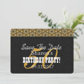 50. GEBURTSTAG für ihr Schwarz und Gold H04BZ Save The Date (Stehend Vorderseite)