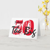 50. Geburtstag für Schwester, schwarzer, roter Tex Karte (Gelbe Blume)