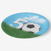 50. Geburtstag Fußball-Ball im Grünen Pappteller (Schrägansicht)