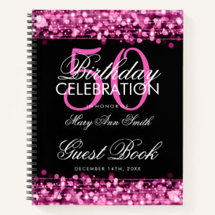 50. Geburtstag Gästebuch Party Glitzern Pink Notizbuch