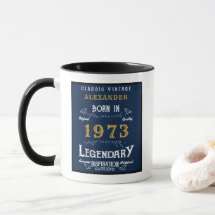 50. Geburtstag Geboren 1973 Retro Schwarz Blau Tasse