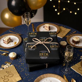 50. Geburtstag geboren 1975 Name Schwarz Gold hinz Geschenkpapier Set