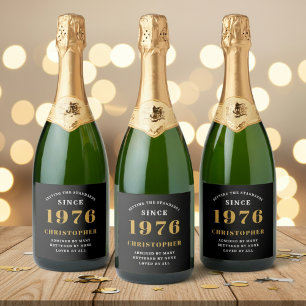 50. Geburtstag Geboren 1976 Name hinzufügen Schwar Schaumweinetikett