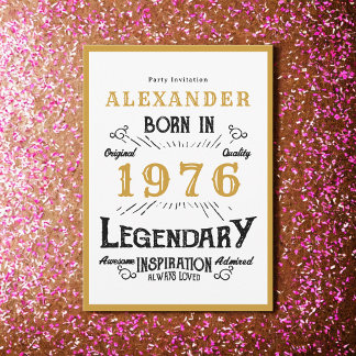 50. Geburtstag Geboren 1976 Weiße Gold Legende Einladung