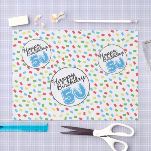 50. Geburtstag gefeiertes buntes Tissue Seidenpapier (Handwerk)