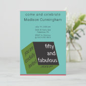 50. Geburtstag Geometrischer Cube AQUAMARIN Einladung (Stehend Vorderseite)