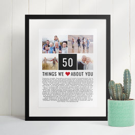 50. Geburtstag Geschenke Dinge, die wir Liebe List Poster