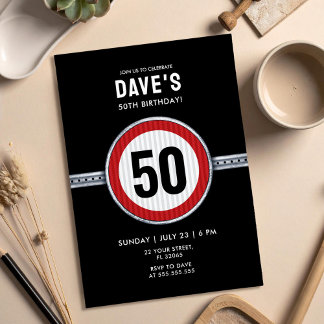 50. Geburtstag Geschwindigkeitsbegrenzung Einladung