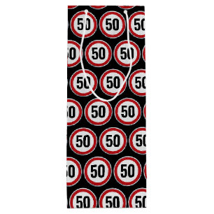 50. Geburtstag Geschwindigkeitsbegrenzungs Schild Geschenktüte Für Weinflaschen