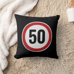 50. Geburtstag Geschwindigkeitsbegrenzungs-Schild Kissen