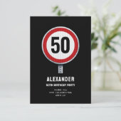 50. Geburtstag Geschwindigkeitsbegrenzungsschild - Dankeskarte (Stehend Vorderseite)
