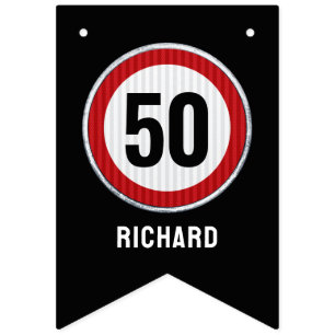 50. Geburtstag Geschwindigkeitsbegrenzungsschild I Wimpelkette