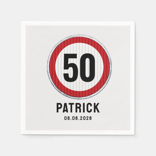 50. Geburtstag Geschwindigkeitsbegrenzungsschild Serviette (Vorderseite)