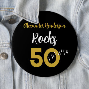 50. Geburtstag Gitarre Rocks 50 Personalisiert Button