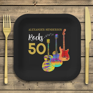 50. Geburtstag Gitarre Rocks 50 Personalisiert Pappteller