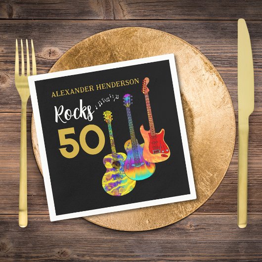 50. Geburtstag Gitarren Rocks 50 Name Serviette