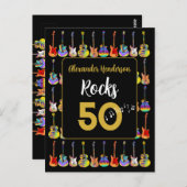50. Geburtstag Gitarrenrocks 50 Personalisiert Postkarte (Vorne/Hinten)