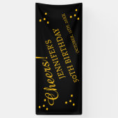 50. Geburtstag Glitzer Black and Gold Banner (Vertikal)