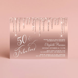 50. Geburtstag Glitzer Rose Gold Einladung