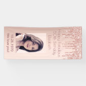 50. Geburtstag Glitzer Rose Gold Foto Banner (Horizontal)