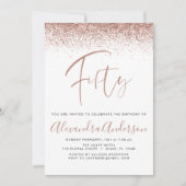 50. Geburtstag Glitzer Rose Gold Pink Einladung (Vorderseite)