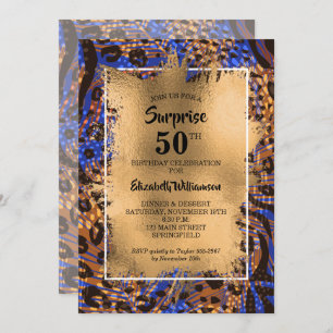 50. Geburtstag Gold Animal Print Einladung
