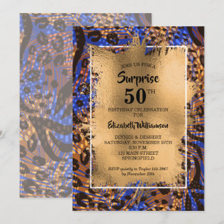 50. Geburtstag Gold Animal Print Einladung