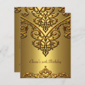 50. Geburtstag Gold auf Gold Overlay Einladung (Vorne/Hinten)