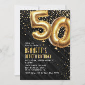 50. Geburtstag Gold Black Einladung (Vorderseite)