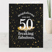 50. Geburtstag Gold Black Freaking Fabulous Jumbo Karte (Vorderseite)