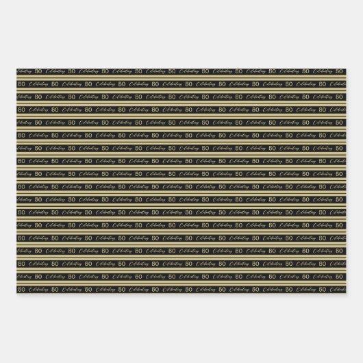 50. Geburtstag Gold Black Geschenkpapier Set (Vorderseite 2)