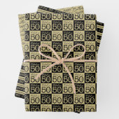 50. Geburtstag Gold Black Geschenkpapier Set (Beispiel)