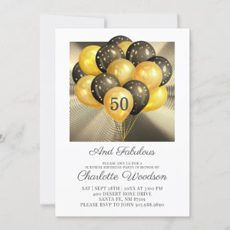 50. Geburtstag Gold Black Glitzer Metallic Einladung