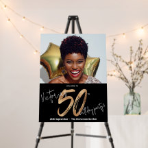 50. Geburtstag Gold Black Modern Sassy Chic Foto