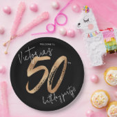 50. Geburtstag Gold Black Modern Sassy Elegant Pappteller (Party)