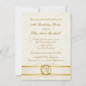 50. Geburtstag - Gold Damask Foto Einladung (Rückseite)