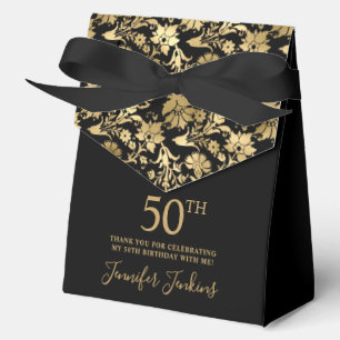 50. Geburtstag Gold Floral Danke  Geschenkschachtel
